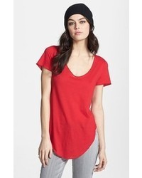 Leith Curved Hem Tee Red Tango Small