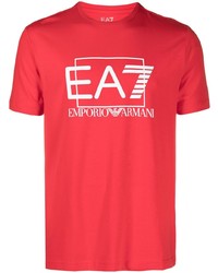 Ea7 Emporio Armani Logo Detail Cotton Blend T Shirt