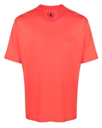 Ferrari Logo Embossed Cotton T Shirt