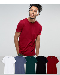 ASOS DESIGN Longline T Shirt 5 Pack Save