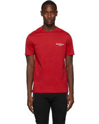 Balmain Red Logo T Shirt