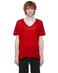 Frenckenberger Red Loose Knit Cashmere T Shirt