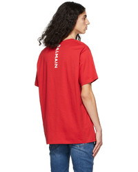 Balmain Red Oversized Logo T Shirt