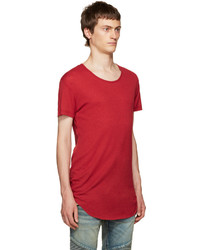 Balmain Red Ribbed T Shirt