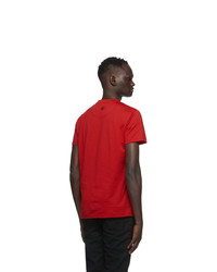 Balmain Red Round Neck T Shirt