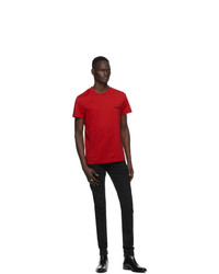 Balmain Red Round Neck T Shirt