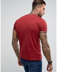 Fred Perry Slim Fit Crew Neck Twin Tipped T Shirt Red