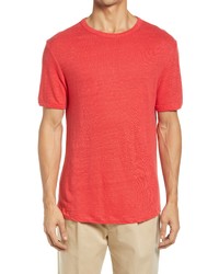 Officine Generale Stretch Linen T Shirt In Poppy Red At Nordstrom
