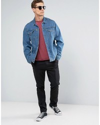 Asos T Shirt With Crew Neck In Red Marl