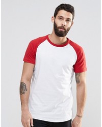 Pull&Bear T Shirt With Raglan Sleeve In Red