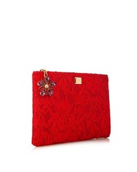 Dolce & Gabbana Red Lace Pouch Bag