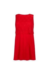 AX Curve New Look Red Crochet Overlay Dress