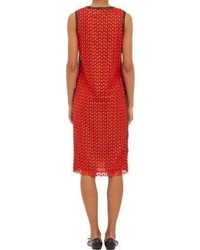Derek Lam Geometric Crochet Lace Overlay Dress Red