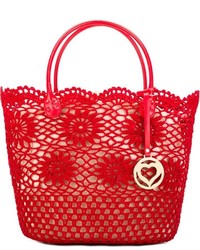Red Crochet Tote Bag