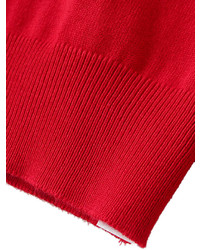 Choies Red Long Sleeve Cropped Knit Sweater