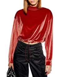 Topshop Velour Cropped Sweater