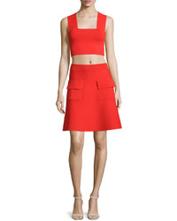 A.L.C. Ali Sleeveless Cropped Ponte Top Red