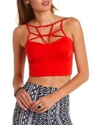 Charlotte Russe Strappy Caged Bustier Crop Top