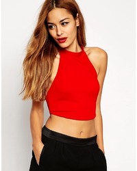 Asos Collection Crop Top With Halter Neck In Crepe