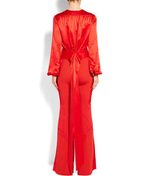Givenchy Cropped Draped Silk Satin Top Red