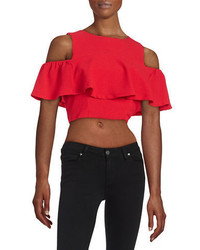 Design Lab Lord Taylor Ruffled Cropped Top