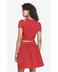 Express Elastic Trimmed Cropped Cut Out Tee