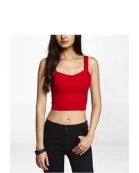 Express Cropped Seamed Tank Red Large