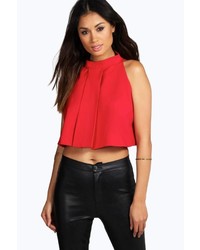 Boohoo Megan Tailored High Neck Flared Cropped Top