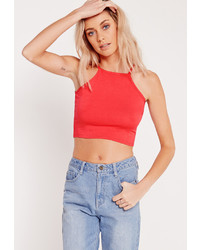 Missguided Jersey Racer Crop Top Red