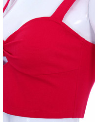 Choies Red Bowknot Crop Top With Cut Out
