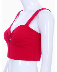 Choies Red Bowknot Crop Top With Cut Out