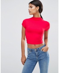 Asos The Ultimate Super Crop Top With Cap Sleeves
