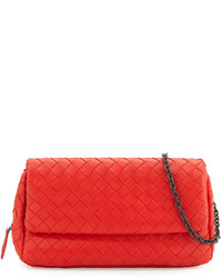 Bottega Veneta Intrecciato Mini Chain Crossbody Bag Red