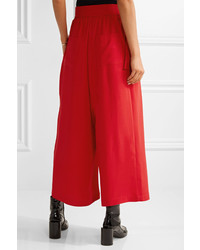 Tome Cropped Crepe Wide Leg Pants Red