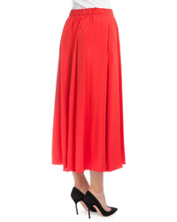 Victoria Beckham Elastic Waist Pleated Culottes Red