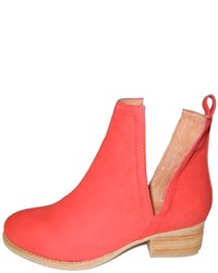Red Cutout Ankle Boots
