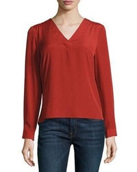 1 STATE 1state V Neck Cutout Back Blouse Red
