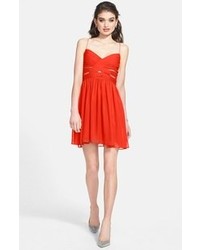 Red Cutout Chiffon Party Dress