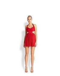 BCBGMAXAZRIA Halter Side Cutout Dress New Red