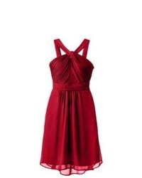 Tevolio Halter Neck Chiffon Dress Stoplight Red 10