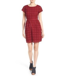 Madewell Eyelet Happening Cutout Cotton Dress Size 8 Red