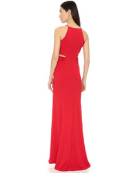 Badgley Mischka Collection Racer Neck Cutout Gown