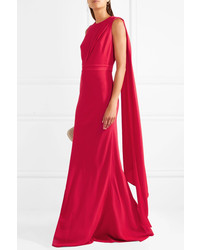 Alexander McQueen Draped Cutout Crepe Gown Red