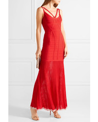 Herve Leger Herv Lger Zhenya Cutout Bandage Gown Red