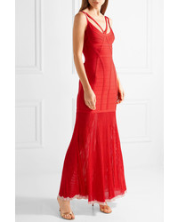 Herve Leger Herv Lger Zhenya Cutout Bandage Gown Red