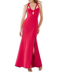 BCBGMAXAZRIA Madilynn Cutout Detail Strappy Crepe A Line Gown