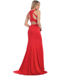 Unique Vintage Red Sexy Cut Out Halter Top Dress