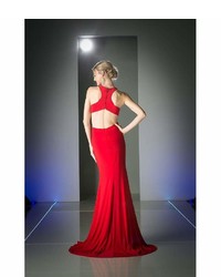 Unique Vintage Red Sexy Cut Out Long Dress