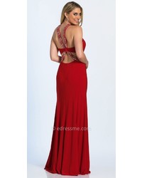 Dave and Johnny Rhinestone Embellished Strappy Cut Out Prom Dress