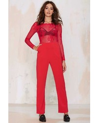 Glamorous Auerlia Lace Jumpsuit Red